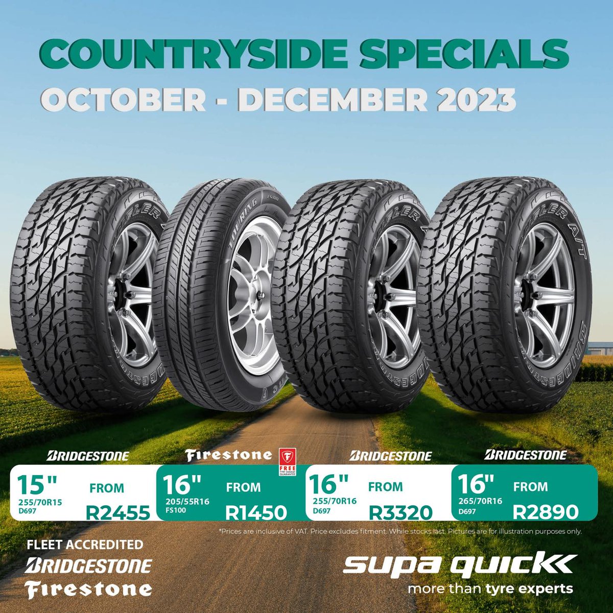 SupaQuickTyres's tweet photo. Dirt roads and campfires await! Don't miss our Specials on Countryside tyres! Get a quote now: https://t.co/jaarXGn52T. T&Cs Apply🌄⛺🚙
#TyreSavings #ThinkSupaQuick #UnbeatableTyreDeals #FreeTyreDamageGuarantee https://t.co/osNSxp81UX