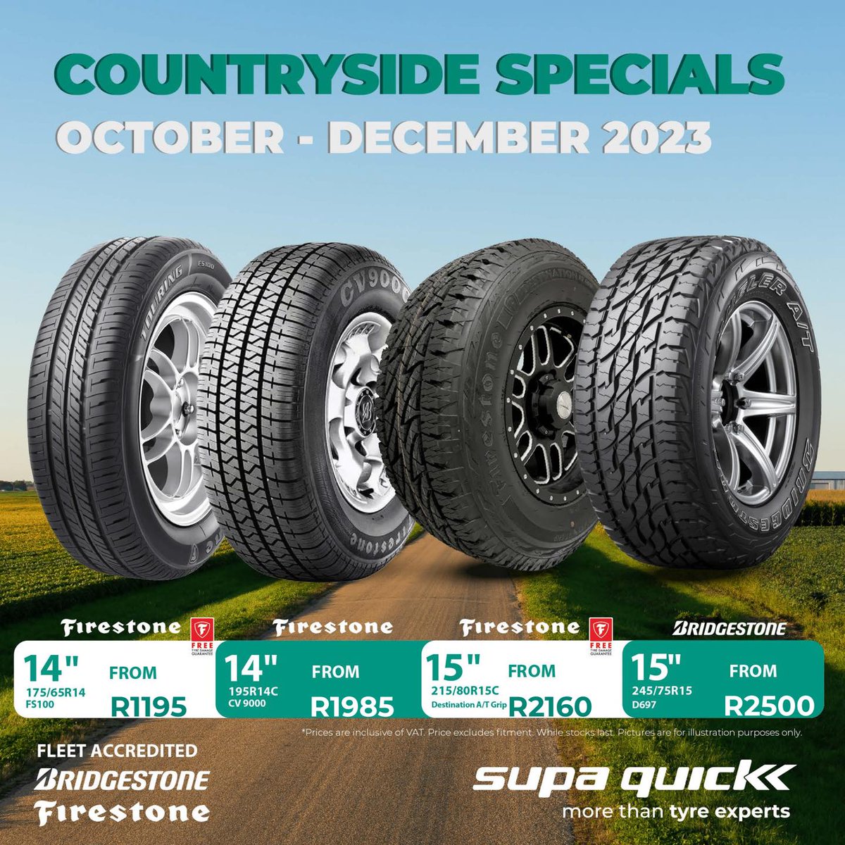 SupaQuickTyres's tweet photo. Dirt roads and campfires await! Don't miss our Specials on Countryside tyres! Get a quote now: https://t.co/jaarXGn52T. T&Cs Apply🌄⛺🚙
#TyreSavings #ThinkSupaQuick #UnbeatableTyreDeals #FreeTyreDamageGuarantee https://t.co/osNSxp81UX