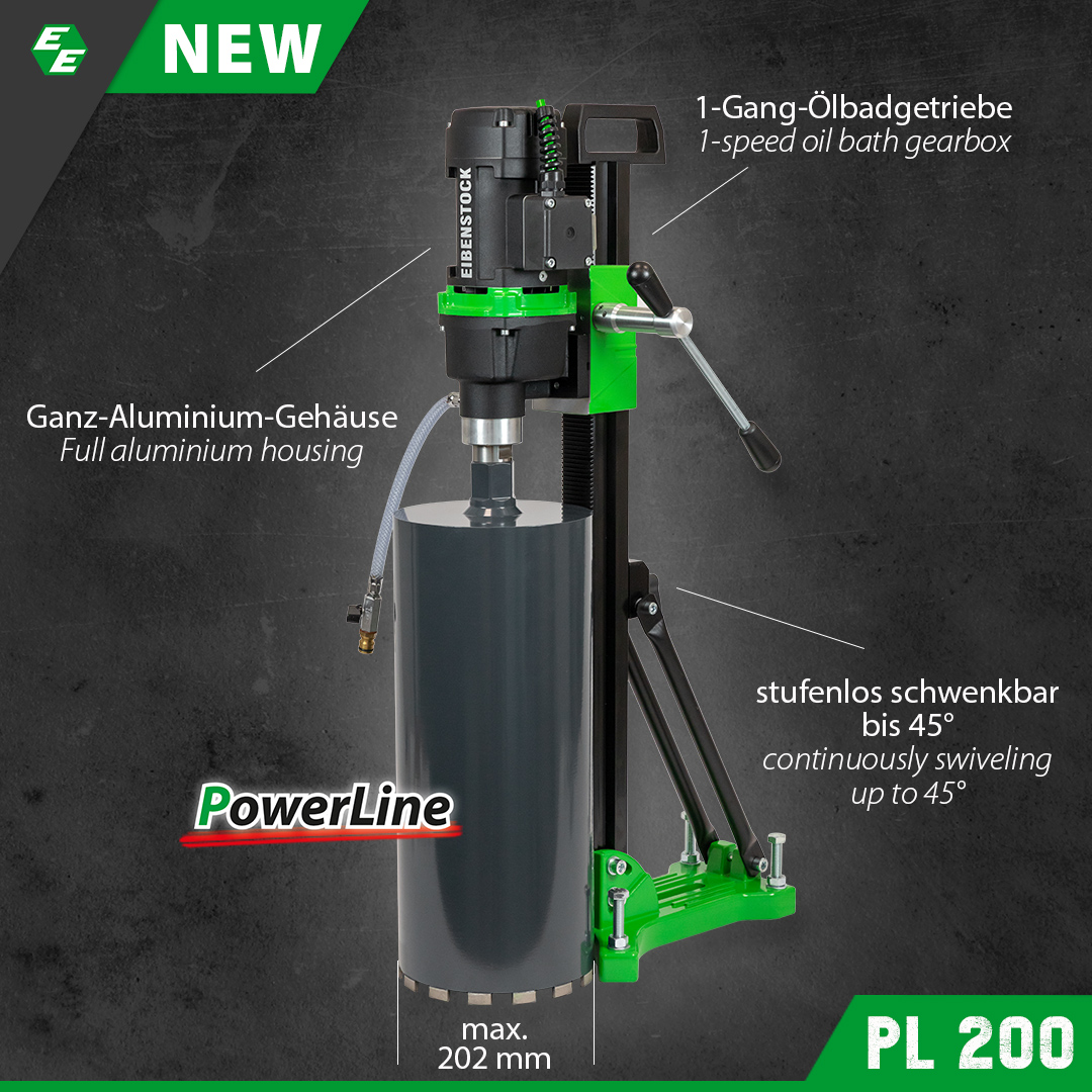 EIBENSTOCK_PT's tweet image. Robust – durable – resilient
The new core drilling unit PL 200 with full-aluminum housing and optimized motor cooling. Our PowerLine entry-level class up to 202 mm.

#coredrill #coredrilling #diamonddrilling #kernbohren #kernbohrung #constructionequipment #constructiontools