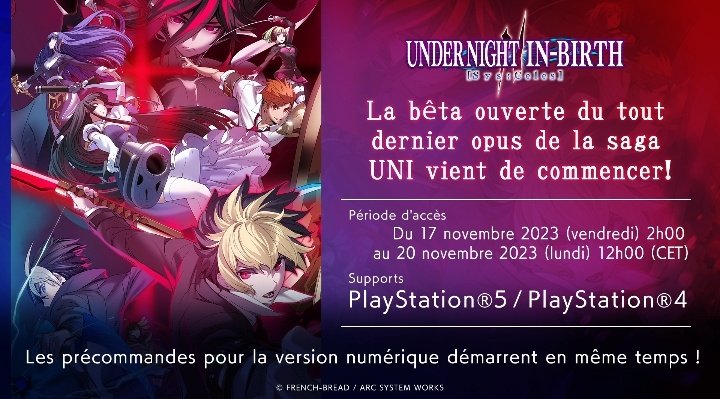 An open beta will be taking place between November 17th and November 20th for Playstation 4 and 5. Online and Training will be available. Additionally, Kaguya and Tsurugi will be playable.

#UNI2 #inbirth