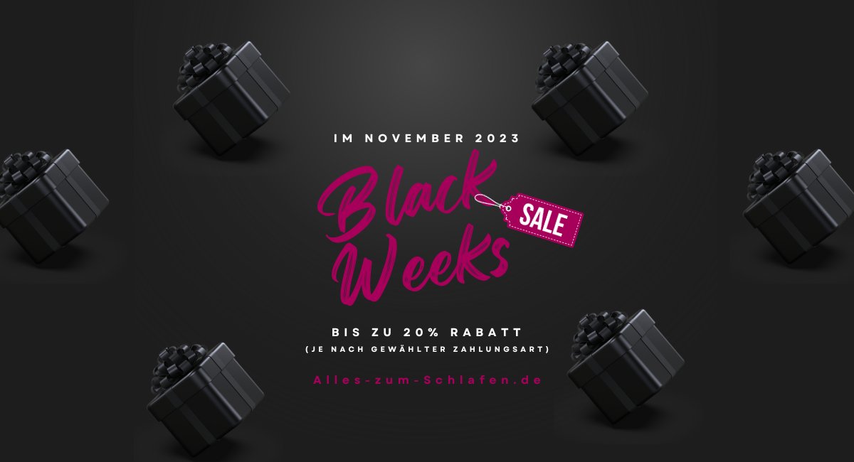 Lasse Dich von der Herbstbrise in die Black Weeks Sales verführen! Vom 1.11.- 12.11.2023, öffnen wir für Dich die Tore zu unwiderstehlichen Angeboten. Träume Dich in kuschelige Nächte mit Premium-Matratzen,  Lattenrosten, eleganten Betten &amp; Bettwaren! alles-zum-schlafen.de/black-friday-2…