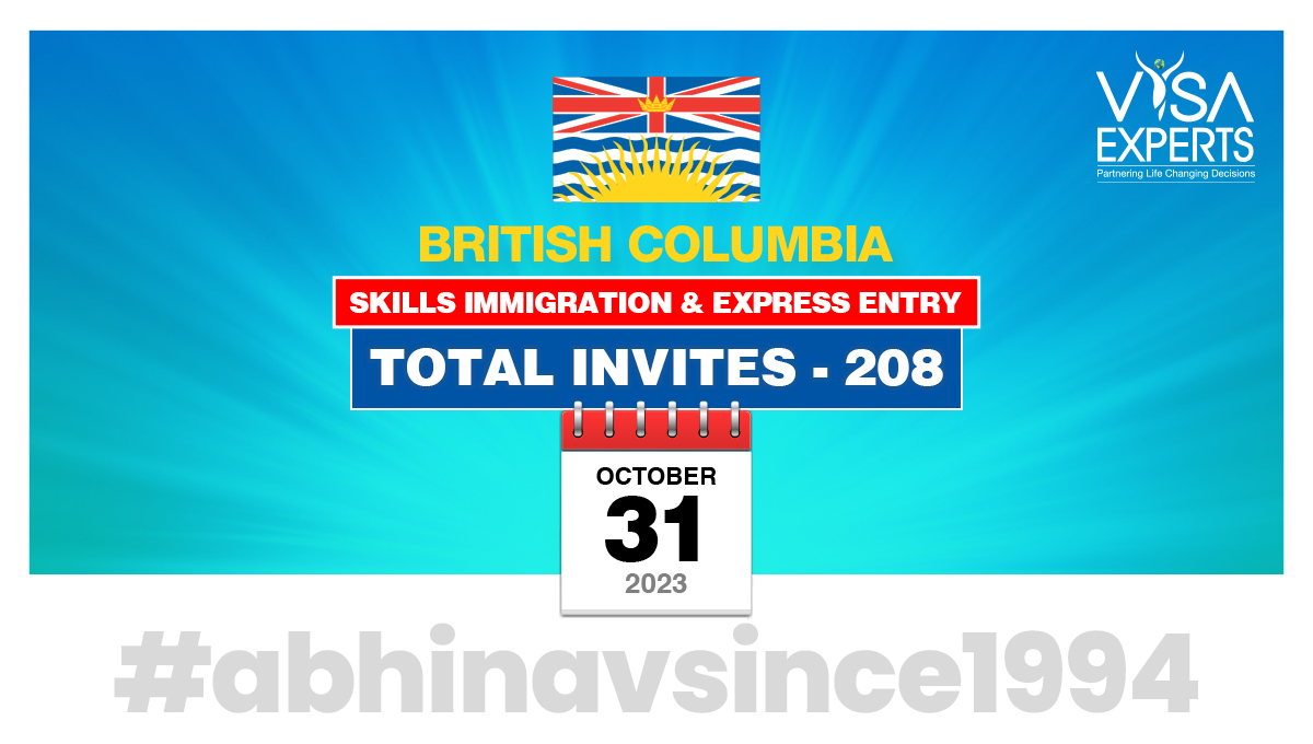 For more information call us at +91-8595338595 
#bcpnpdraw #britishcolumbiapnp #provincialnomination #expressentrybc #skillsimmigration  #empoweringdreams #trustedadvisors  #makingdreamsreality #immigrationmadesimple #abhinavimmigration #abhinavsince1994 #visaexperts