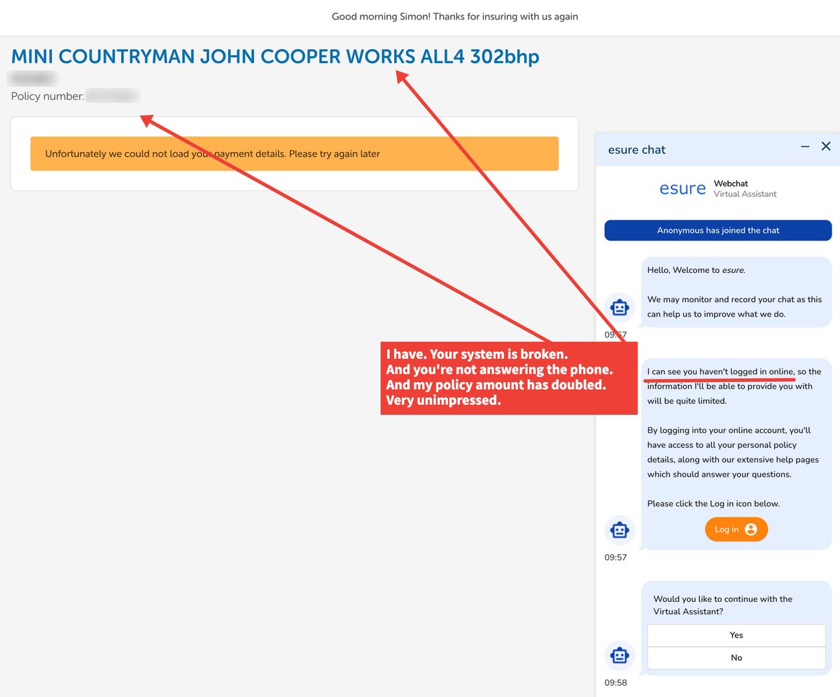 staffers's tweet photo. @askesure How long will I have to wait on hold on the phone? Its been almost an hour... Your website and live chat system is broken, you failed to take my renewal payment so I don't have much to try to contact you via phone https://t.co/7l3FMRJsmU