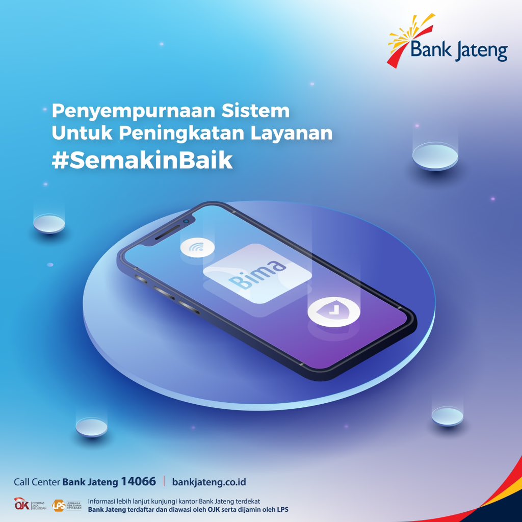 bank_jateng's tweet photo. 📢 Informasi Penting untuk Nasabah Bank Jateng
Saat ini sedang dilakukan penyempurnaan sistem Bima Mobile untuk memberikan pelayanan yang #SemakinBaik
Mohon maaf atas ketidaknyamanan yang Anda alami. Terima kasih atas kesabaran Anda
#BankJateng #BimaMobile #InfoBankJateng https://t.co/SbUSvVzvoG