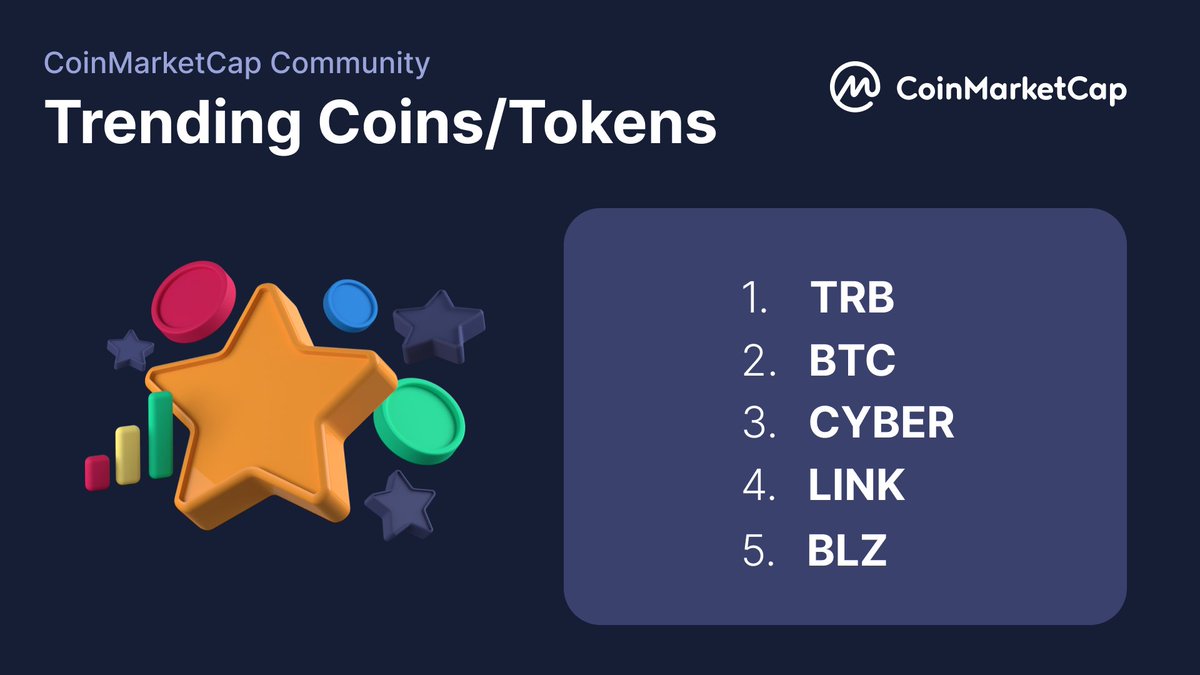 CoinMarketCap's tweet photo. Trending on #CMCCommunity Today 🔥

$TRB
$BTC
$CYBER
$LINK
$BLZ

👀 Do you hold any of these? 
👉 Join the convo: https://t.co/vHI1wrzF17 https://t.co/kZNdDhDl2o