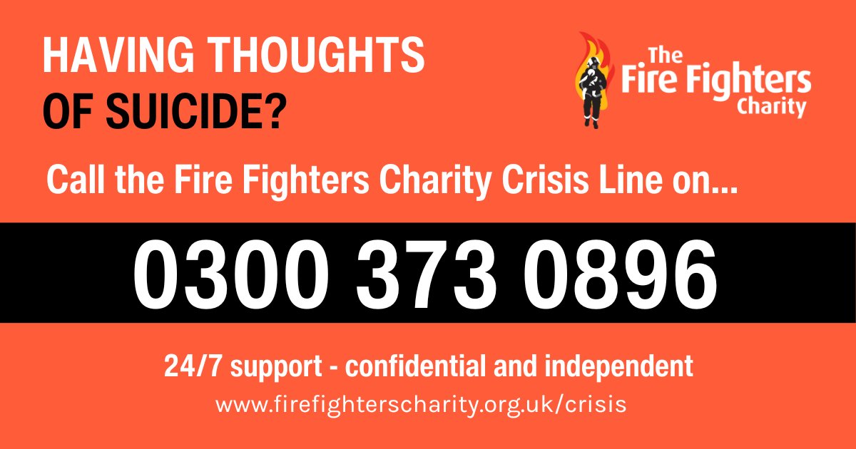 Suicide has no type. It can affect anyone. Today, we're proud to launch the Fire Fighters Charity Crisis Line - 0300 373 0896 - which is here for any past or present member of UK FRS personnel experiencing thoughts of suicide. Find out more: ow.ly/OicR50Q2uKp