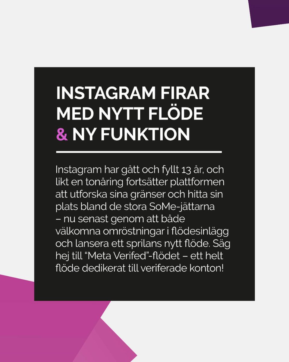digitalsnacka's tweet photo. DIGI-NEWS! Detta har hänt på sociala medier under oktober:

💸 Är gratis-tiden för Meta över?
🔍 Konkurrensen mellan TikTok och YouTube hårdnar
💬 Instagram lanserar nytt flöde och ny funktion https://t.co/fyBAbJ4RYN