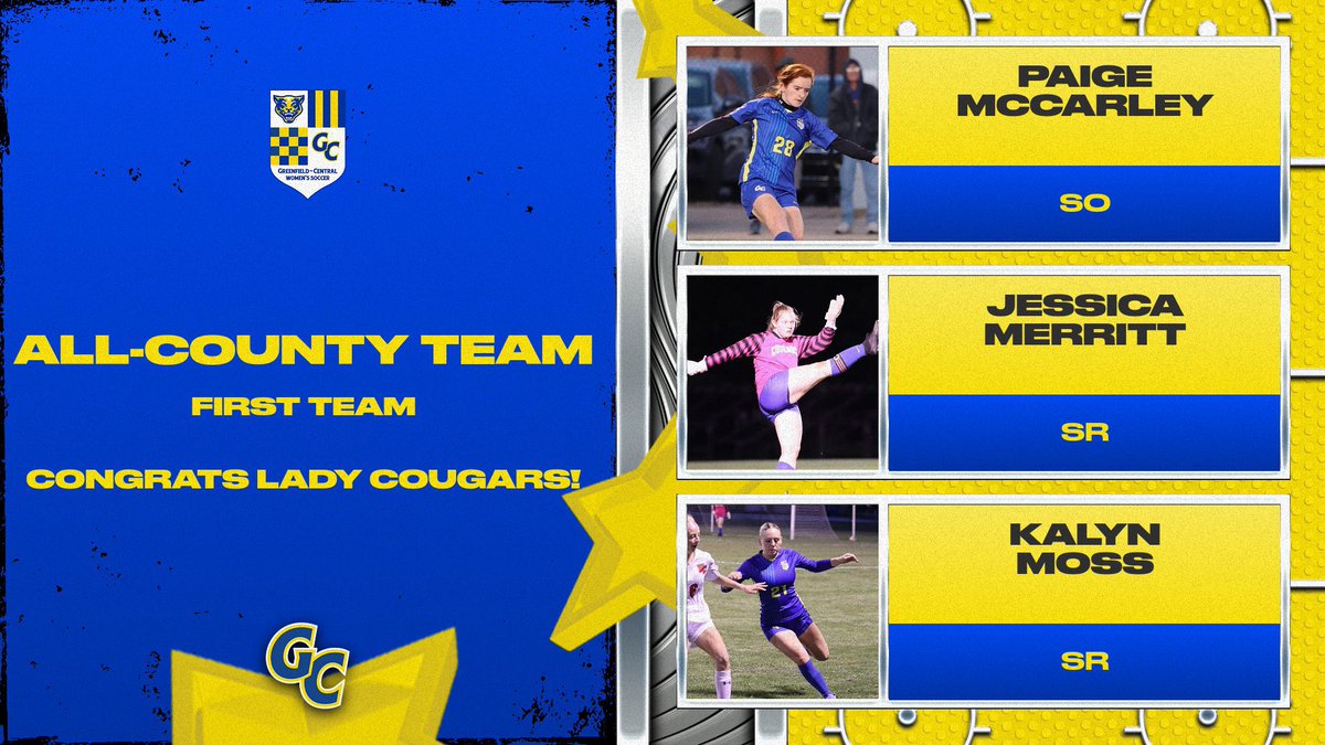 CougarGCSoccer's tweet photo. The All County Soccer Team has been named by The Daily Reporter. Congrats to Paige McCarley, Jessica Merritt and Kalyn Moss on being named to the team this year! 👏👏👏
@GCCougars 
@gchsmenssoccer 
@GDRsports 
@Heat_81 https://t.co/SSGltE8PR7