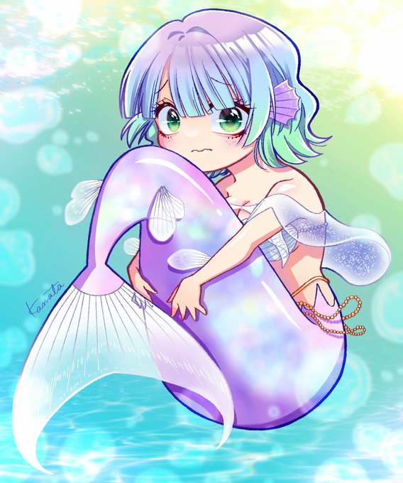 しばらく多忙で新規絵ないので、北極海の人魚ちゃんの再掲を見て