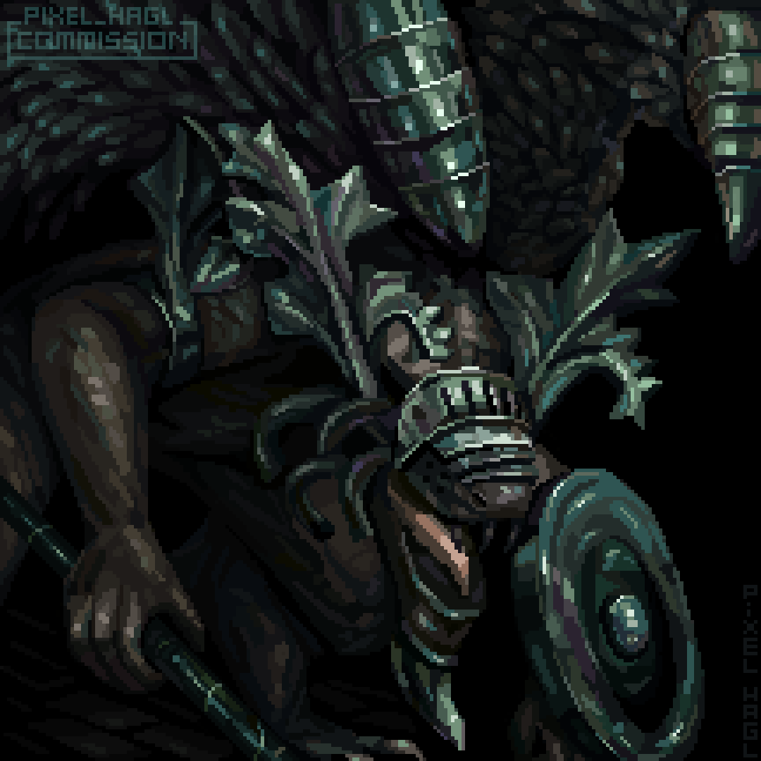 Pixel_Hagl's tweet photo. Bell Gargoyle from Dark Souls 🔔
Thanx for the #commission 

I had a lot of fun drawing it. This is one of the most interesting bosses in the first game for me 🎨

#pixelartist #pixelart #aseprite  #픽셀아트 #ド���ト絵 #commissionsopen https://t.co/xrDxEwvJld