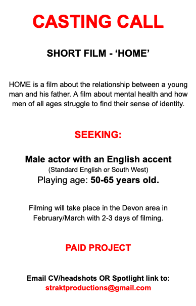 danoldbrown_'s tweet image. CASTING CALL for my upcoming short film 'HOME'

Looking for one male actor 50-65.

All details below.

Please help by sharing this post 🙏

#CastingCall #audition
