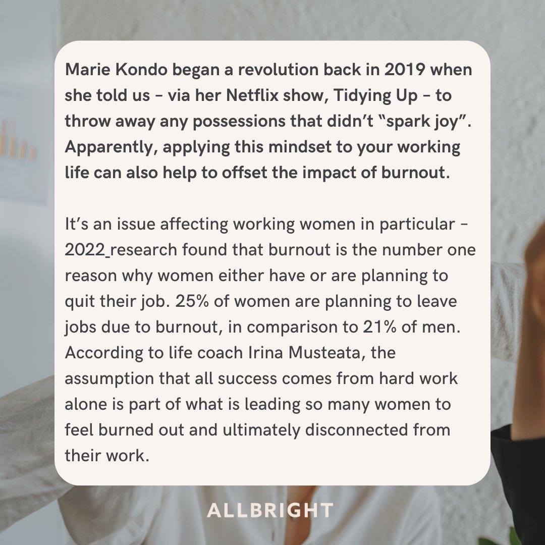 It’s Stress Awareness Day💫 and the perfect time to evaluate how you prioritise your joy at work. 

Join us on the AllBright Post as we examine how we can stop burnout in its tracks allbrightcollective.com/en-us/edit/art…