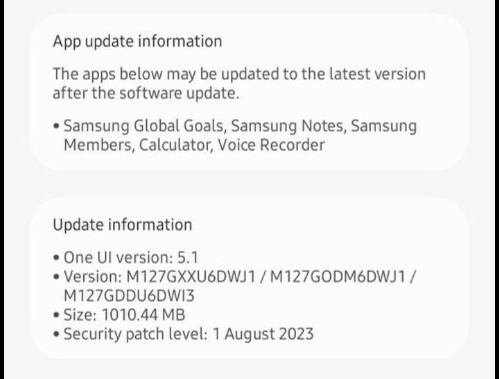 TechActivist666's tweet image. Samsung Galaxy M12 gets New Software  Update 

🔥 Available : INDIA 🇮🇳 🇮🇳 🇮🇳

• Version : M127GXXU6DWJ1
• Size : 1010.44MB
• Security Patch Level : 1 August 2023

#SamsungGalaxyM12
#August2023Update