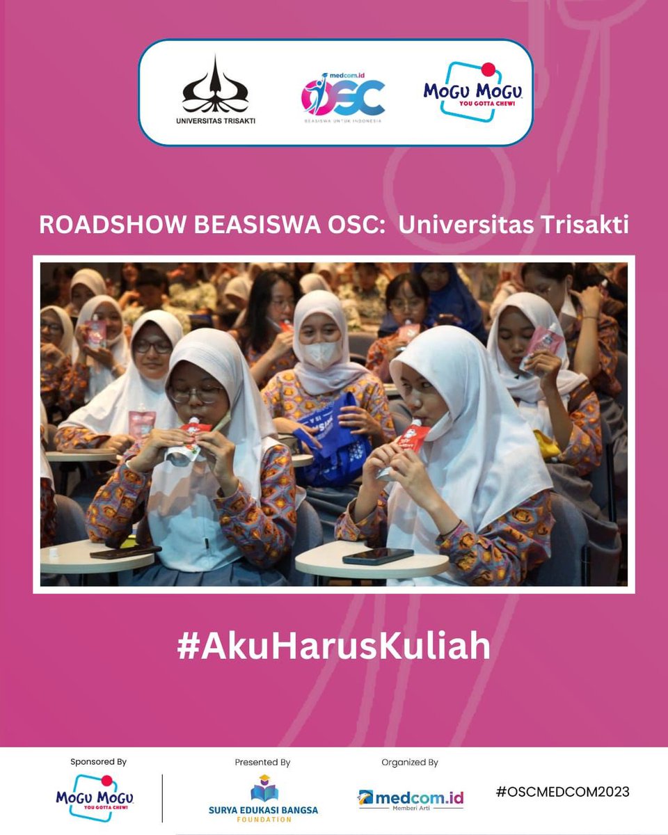Metro_TV's tweet photo. Jangan lupa untuk persiapkan diri hadapi tahap pertama di Beasiswa OSC 2023, 4 November nanti dan jangan sampai terlewatkan!

Ayo, daftar segera di https://t.co/oe3eUkRkV1. 💫💼

#oscmedcom2023 #oscmedcomid #OSCXMOGUMOGU #Mogumogujelly #Mogumoguyougottachew #UnivTrisakti" 🎓🌟📚 https://t.co/VkzIa4xk9A
