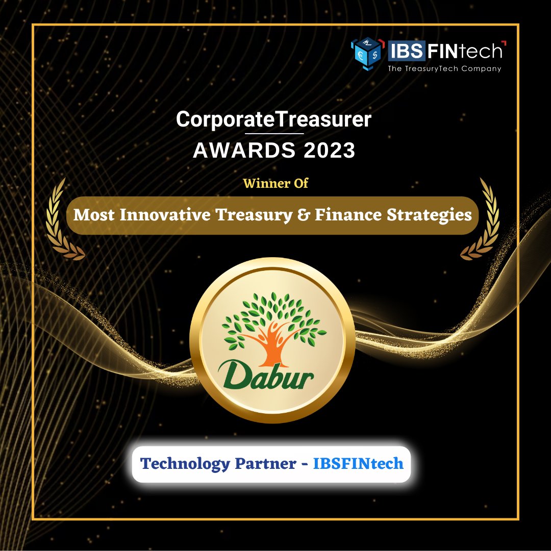 Delighted to share our recent accolade from Corporate Treasurer Awards 2023. @DaburIndia has received this honour for Most Innovative Treasury and Finance Strategies, with our technology partner @ibsfintechIndia 

#TreasuryTech #Dabur