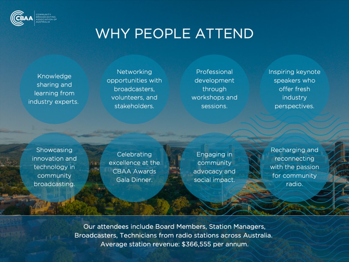 radio4eb's tweet photo. 2023 CBAA Annual Conference: the premier event for community broadcasters! A must-attend event for both seasoned broadcasters and those embarking on their broadcasting journey. Connect &amp; learn from industry experts. Meet you there!
#networking #radio4eb #communityradioqld https://t.co/DB7xQ1XZri
