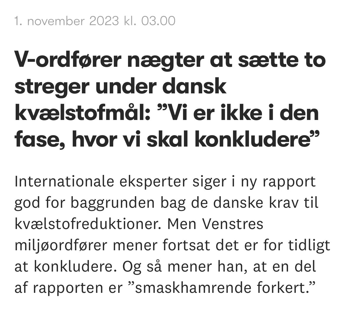Eddermame vildt 🤯 Venstre angriber den ‘second opinion’ partiet selv har bestilt og affejer konklusion. 

Afviser at bakke op om det kvælstofmål - som er verificeret af Niras og COWI. Og nu et internationalt forskerpanel. 

Dele af second opinion er ‘smaskhamrende forkert’
1/x