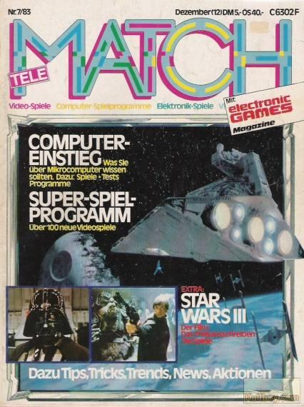 Retrojournal_de's tweet photo. Deutsches Spielemagazin TeleMatch, Dezember '83 (7/83) - 40 Jahre alt! 🎮💫 Seltene Sammlerstücke. Das Cover hier von https://t.co/oingKeOTBR. Leider fehlt es noch in meiner Sammlung! 😔 #RetroGaming #Sammlerstücke #StarWare https://t.co/XZD2KOxf1l