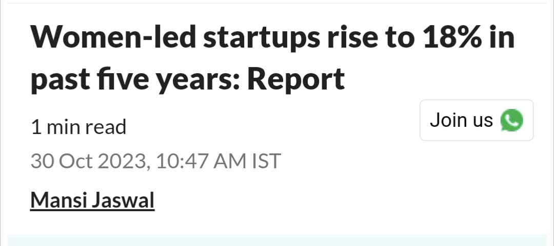 N_RamchanderRao's tweet photo. India's startup landscape is flourishing, and women entrepreneurs are leading the way. 

According to WISER's Women in India's Startup Ecosystem Report, female-led startups have seen remarkable growth, now accounting for 18% of the ecosystem. From 600 in 2017 to 14,400 in 2022, women-led startups are driving progress and empowering our workforce. 

This is a testament to our commitment to an inclusive society with equal opportunities for all, as envisioned by our Prime Minister.

#WomenEmpowerment @narendramodi