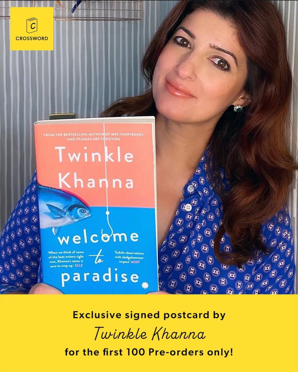 Pre order and get a 10% off! The first 100 pre-orders will receive a signed postcard from @twinklerkhanna ✨ 'Welcome to Paradise', is a very colourful collection of stories filled with love, laughter, lust, and a touch of loneliness🌈 crossword.in/products/welco…