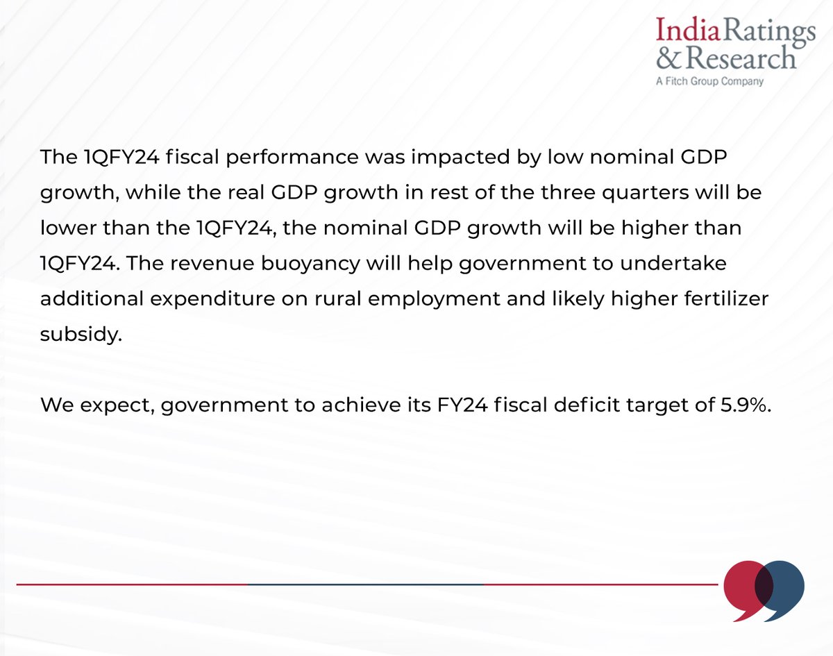 IndiaRatings's tweet photo. Dr. Sunil Kumar Sinha, Senior Director & Principal Economist, along with Paras Jasrai, Senior Analyst at India Ratings & Research share their respective insights on 'Union Government Finances April-September 2023'
#IndiaRatings #1HFY24 #FY24 #FY24BE #2QFY24 https://t.co/E1R5iBY4yg