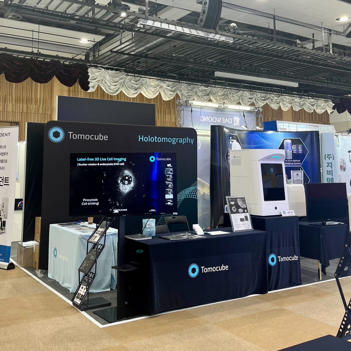 Tomocubeinc's tweet photo. TOMOCUBE at #FAOPS2023! Our team will be right here at booth #B71 until Nov 4 (Sat). Come meet us to discover the power of #holotomography and its advanced imaging capabilities in #biologicalresearch. Don't miss our symposium S56 and posters (P14-12, P6-11) too. https://t.co/XzXESheM9m