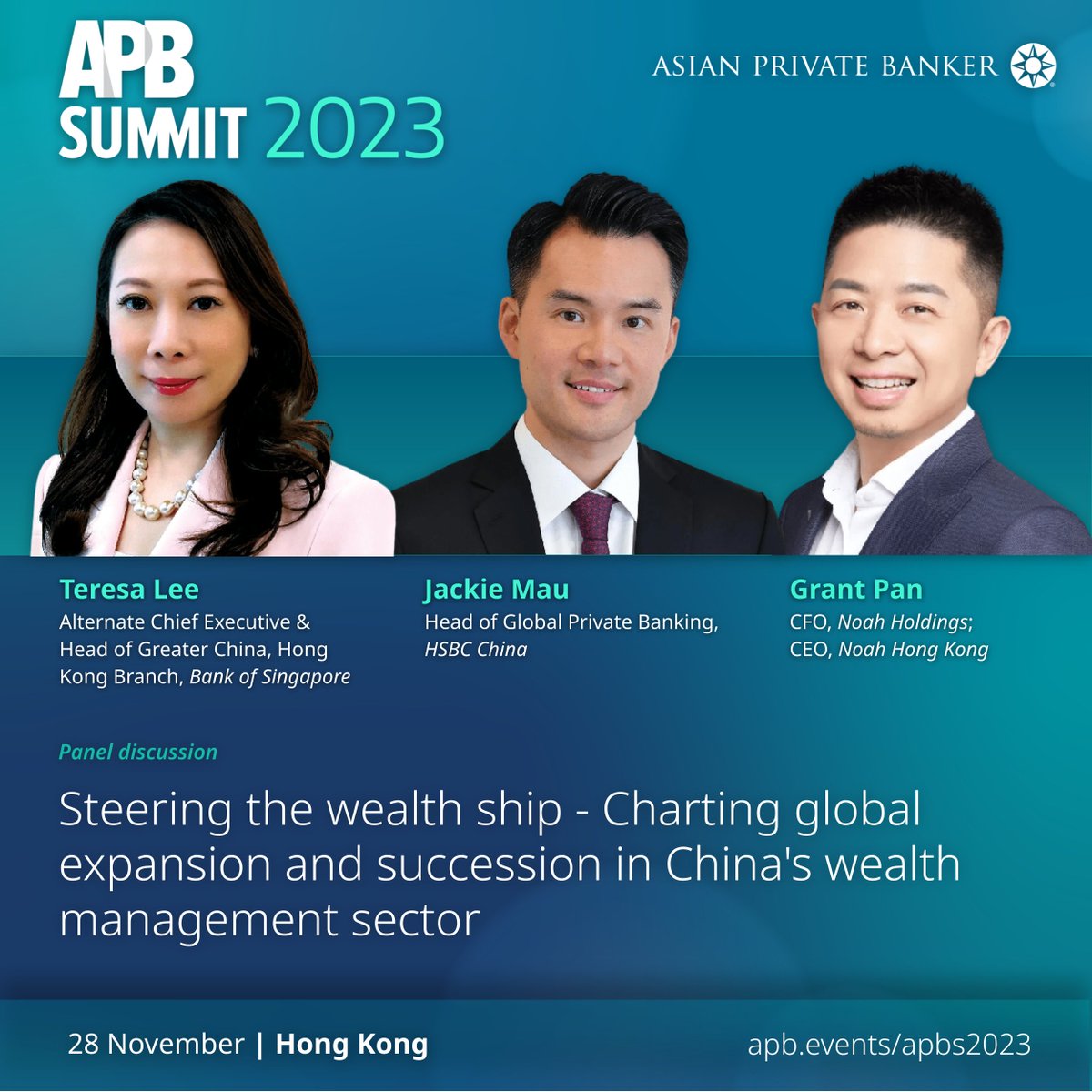 asianpvtbanker's tweet image. Join us at the Hong Kong #APBSummit for a pivotal discussion focusing on the evolving landscape of global expansion and succession in China&apos;s #wealthmanagement sector.

Reserve your place:
bit.ly/3s6tEuN

#APBS2023 #ThoughtLeadership #PrivateBanking #China