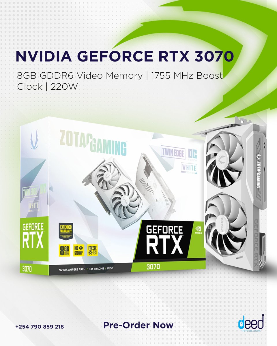 Deed_PC's tweet photo. Dive into next-level gaming with the Nvidia GeForce Zotac White RTX 3070 GPU! Unleash unparalleled power and visuals. Are you ready to level up? 🚀🎮 https://t.co/Wu6giyvQgQ