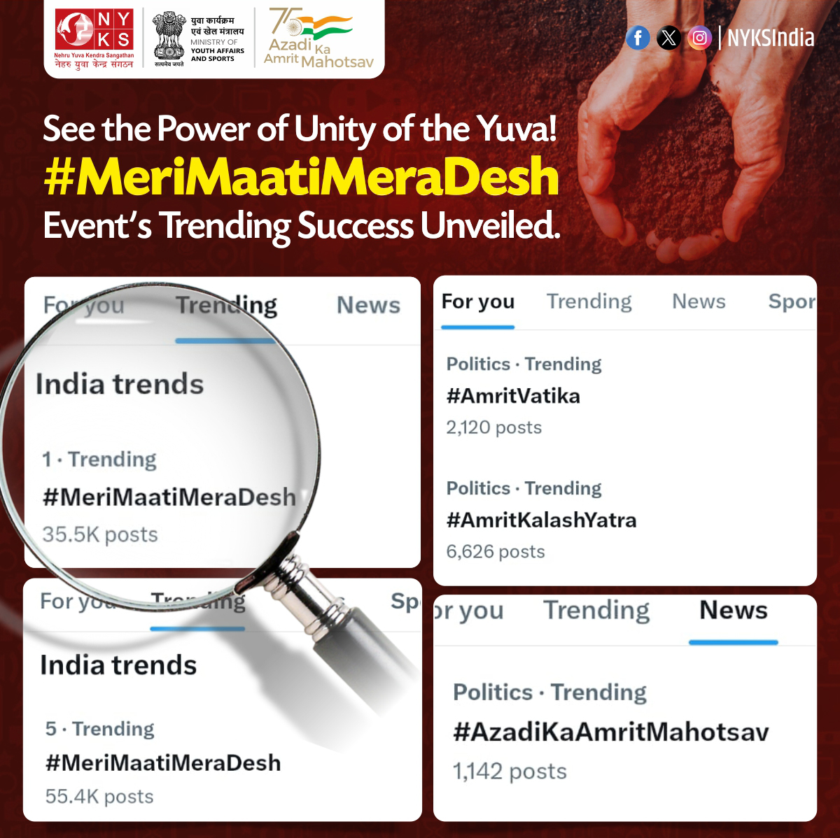 See the strength of unity of Youth on display during the closing ceremony of #AmritKalashYatra at Kartavya Path in Delhi, surpassing all previous records of social media reach.😍➤𝕏 

#MeriMaatiMeraDesh #MeraYuvaBharat #NYKS