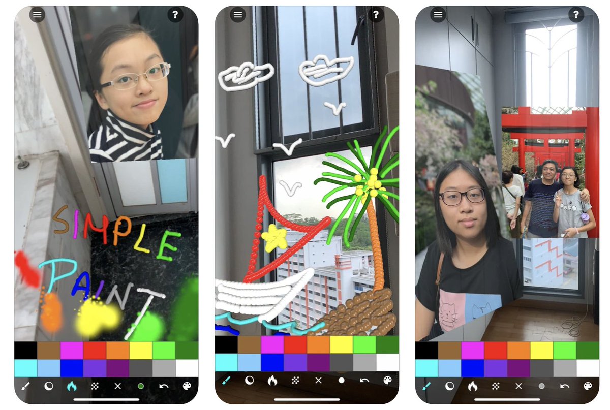 virtualgs's tweet photo. Simple Paint AR - create art in #AR! #FREE for limited time!
Choose from a variety of colors and special effects, including drawing fire and glitter in the air! Multiple brush sizes! No #VisionPro needed! 
#AppStore: https://t.co/yHBrq38rlU 
#ARKit #iPhone #iPad https://t.co/JWHHt0iNtp