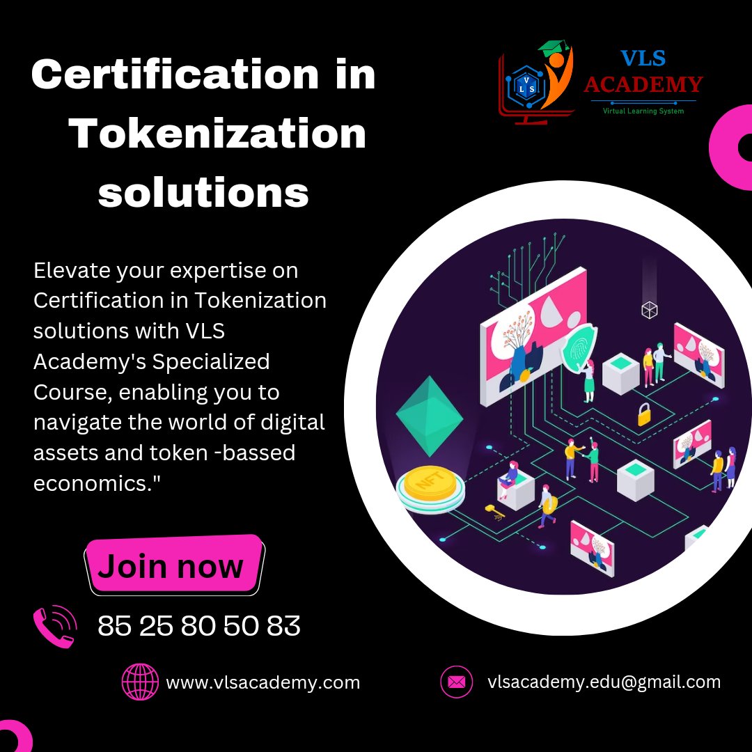 VLSAcademy's tweet photo. Enroll in our Blockchain Tokenization Solutions Course and delve into the art of digitizing assets. Master the intricacies of blockchain tokenization, explore innovative financial solutions, and revolutionize the way we value assets. 
.
.
.
#TokenizationSolutions
#DigitalAssets https://t.co/IgnFVqIFhd