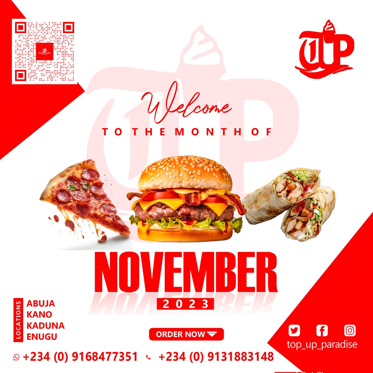 TOPUPPARADISE1's tweet photo. 🍦🍔🍕
Wishing you a scrumptious start to the new month!Let every scoop, bite, and slice bring you happiness. Cheers to delicious moments in the days to come! 🎉🍦🍔🍕
HAPPY NEW MONTH #newmonth #newmomchallenges #Newlookchallenge #november2023 #icecream #burgers #pizzalover https://t.co/9yHBC0NIyN