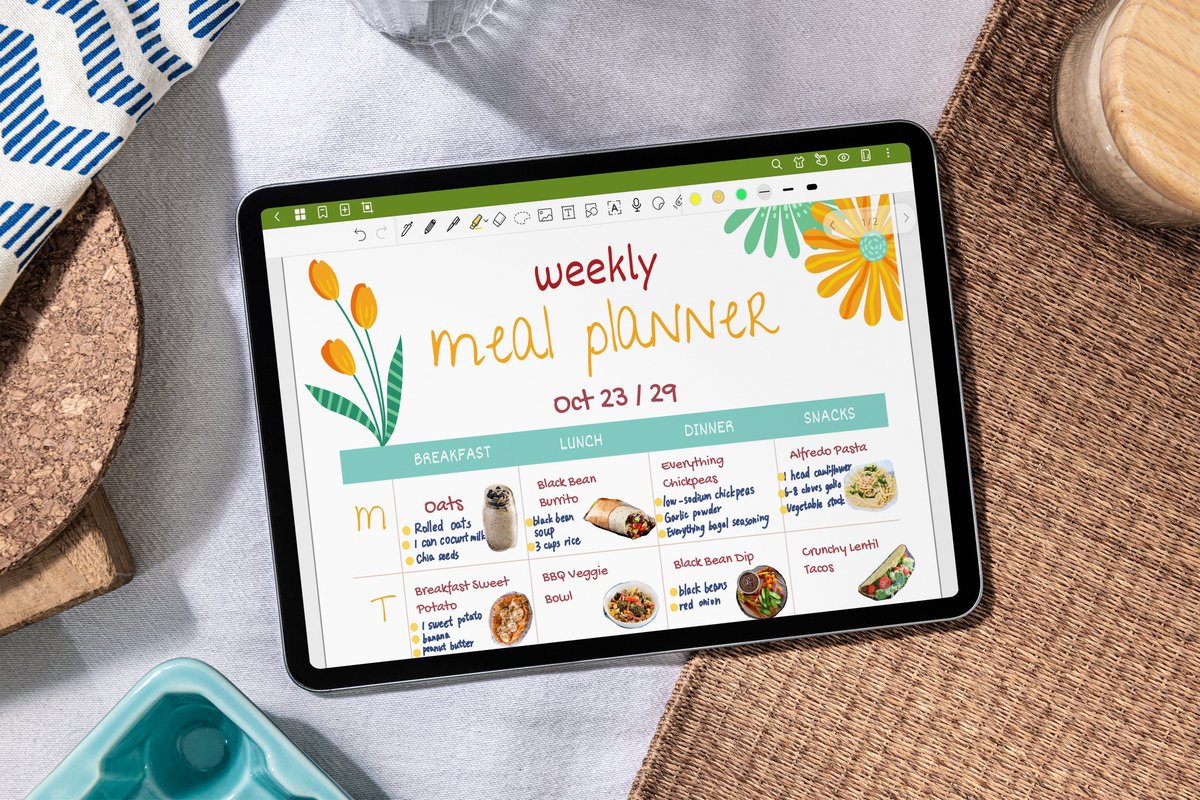 Jnotes_official's tweet photo. 📅 Kickstart your week with meal planning using JNotes.
Planner: Canva Floral Weekly Meal Planner by Elky Ramirez.
#dieta #diet #dietplan #mealplan #mealplanning #mealplans #samsung #planneraddict #plannercommunity #digitalplanner #plannergirl #weeklymenu #weeklyplanner https://t.co/uhR9auKXOa