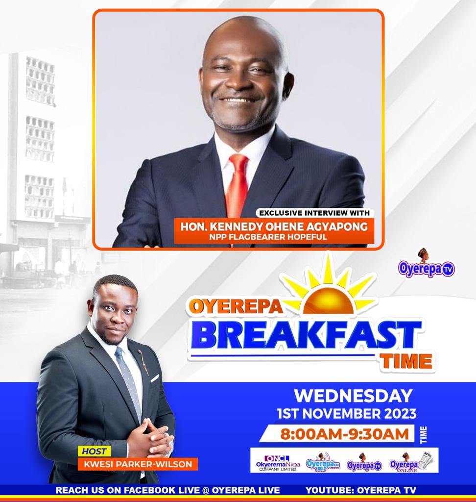 Join me live this morning on @oyerepaofficial  at 8am with Kwesi Parker-Wilson

🗓️ Wed, 1st November,2023
🕛 8:00am

#GhanaFirst🇬🇭
#TeamPHD