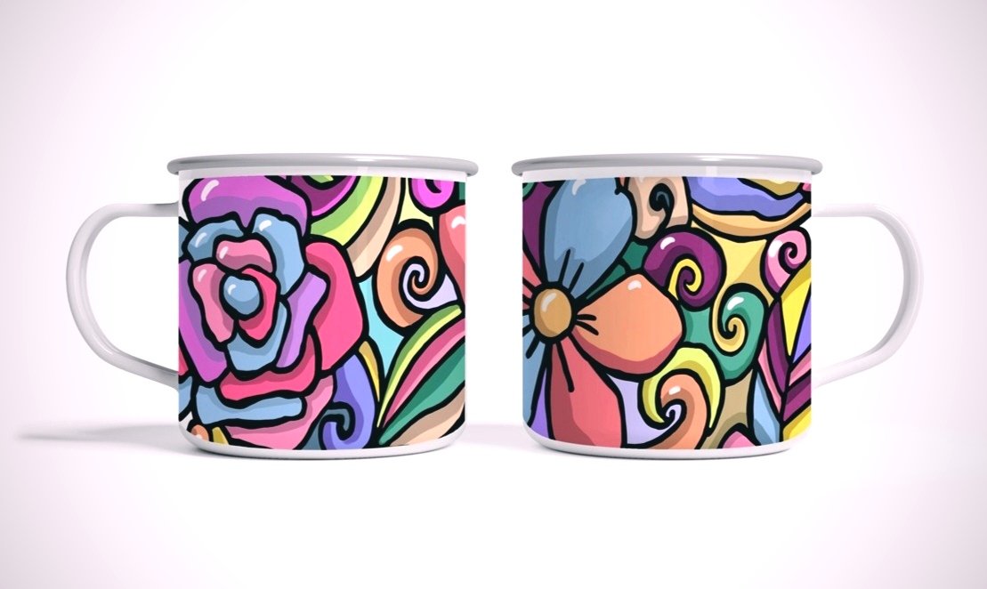 My enamel mugs in production... With my floral doodle design💕,  interested parties do DM me yes?! ✌️😉
#custommug #customtotebag #customslingbag
#enamelmug
