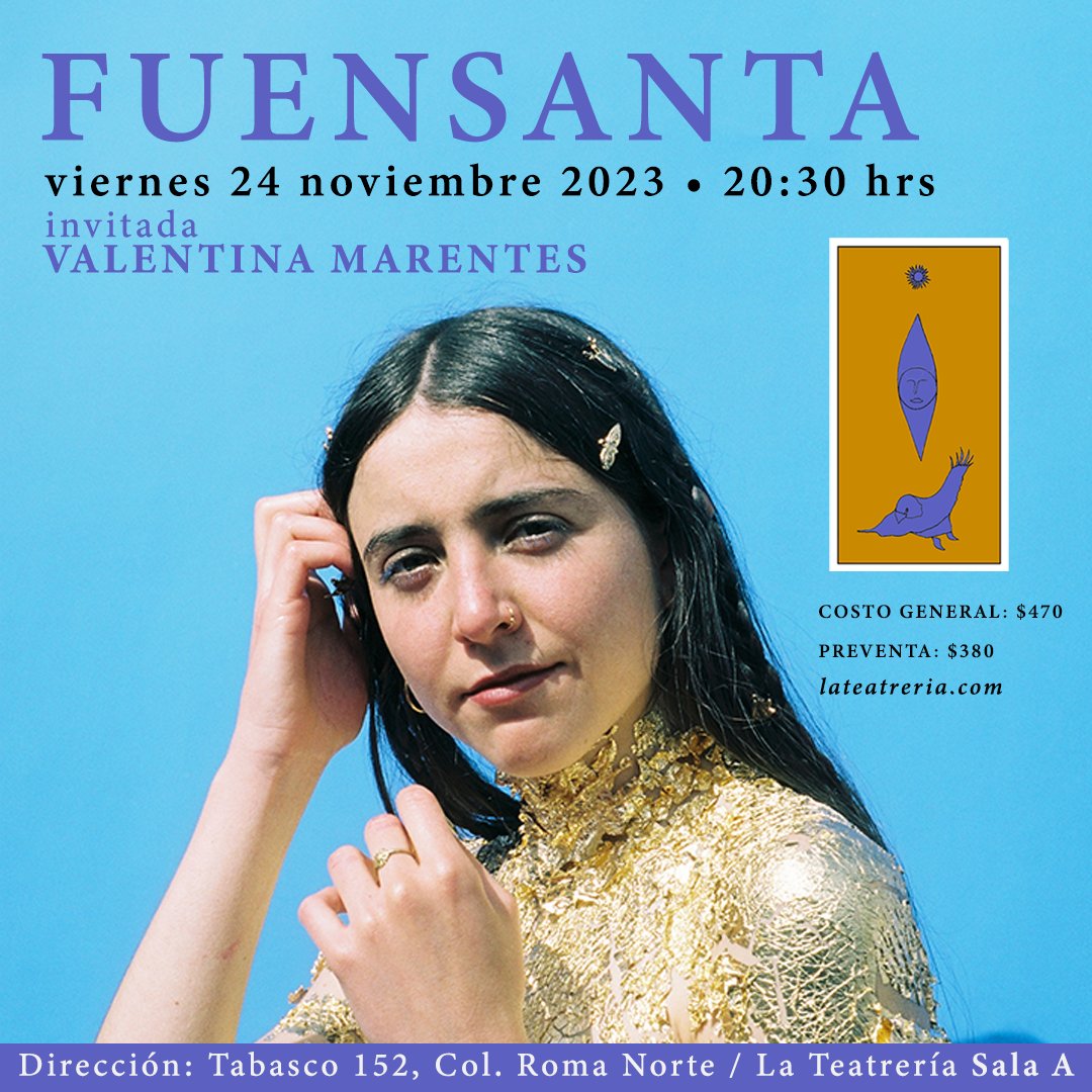 🎶🔮 Sumérgete en la música mágica de Fuensanta, una artista multidisciplinaria que te llevará a un mundo surreal. ¡Te esperamos el viernes 24 de noviembre a las 20:30 hrs en La Teatrería! Boletos en lateatreria.com 🎟