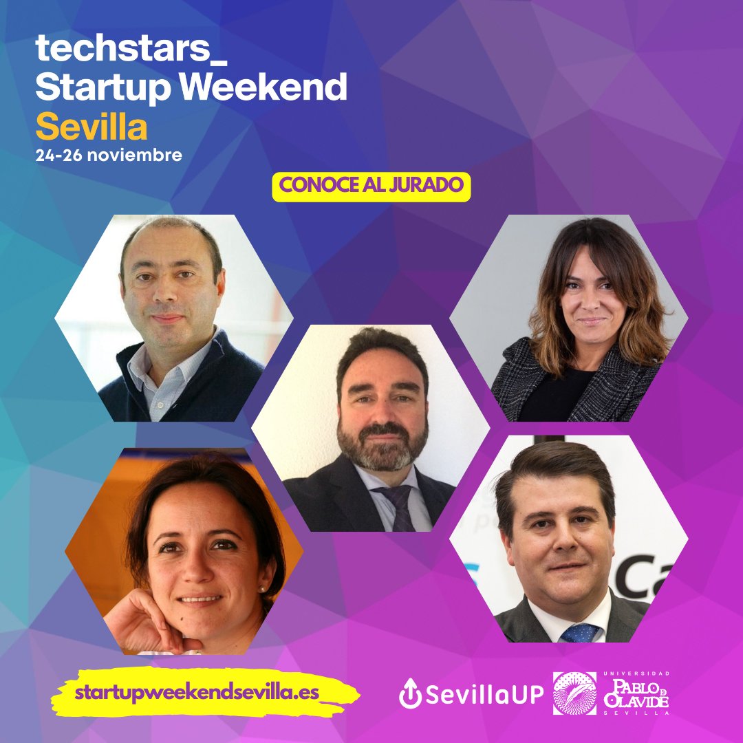 ¡Conoce a los miembros del jurado! Valorarán los proyectos en la tarde del domingo. Procedentes de instituciones y empresas de primer nivel y con una amplia trayectoria laboral.
Ve a startupweekendsevilla.es para saber más de ellos y sacar tu entrada si aún no la tienes.