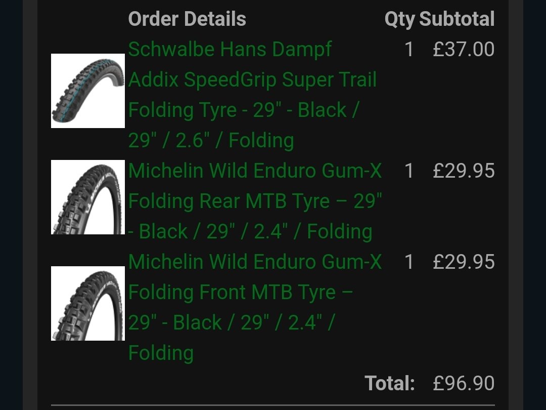 evanglis's tweet photo. Does anyone rate these Michelin wild gum-x tyres? Just ordered a set for the new build. Previously, I've always gone with maxxis, but I thought I'd give them a try for the price. #ukmtbchat #michelinwild #mbr #merlincycles https://t.co/GGVjIsNqmm