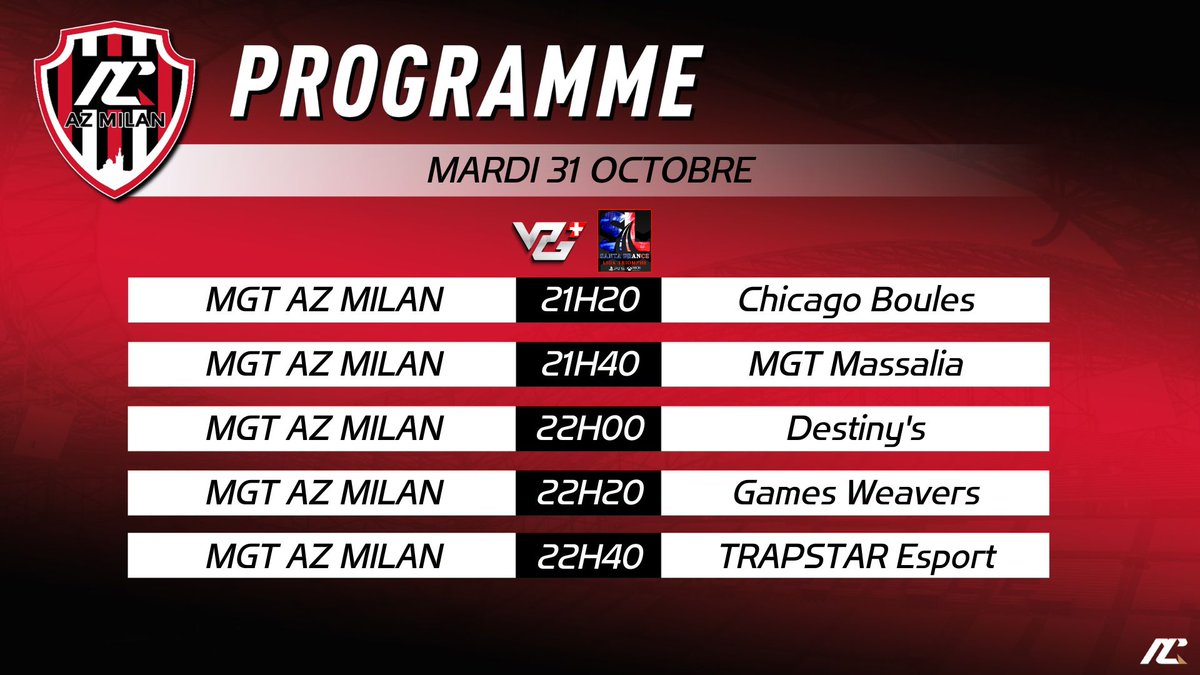 AZMilanClubPro's tweet photo. Programmation du Mardi 31 Octobre 2023 ! https://t.co/RpYu15rOFD