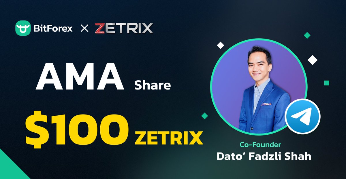 bitforexcom's tweet photo. BitForex ✖️@zetrix_official

⏰2023/11/02 19:30(GMT+8)

🎉Zetrix AMA - Ask Questions & Interact to Split $100 worth of #ZETRIX!

🎁A total of 10 winners: 5 lucky winners who RT, liked, and commented, and 5 winners of the AMA.

✈️Join the venue: https://t.co/gVY9hlaeIq

#BitForex #Zetrix #AMA #Giveaway #Airdrop