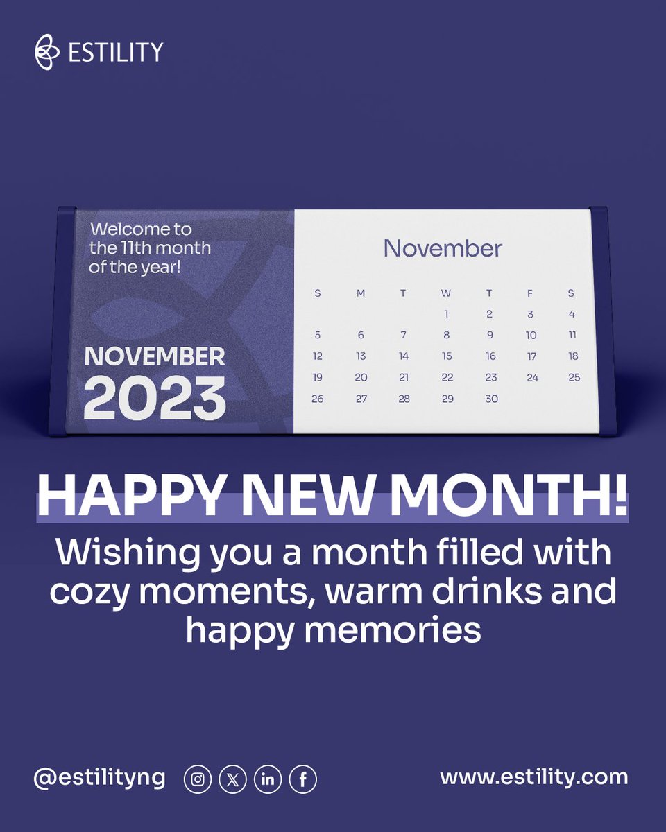 estilityng's tweet photo. Happy New Month. wishing you a month filled with happy moments Visit our recently improved website at https://t.co/5b0AGrEeY3 to discover more about us. Stay connected with us on Facebook/Instagram/LinkedIn
@estilityng
#newmonth #November #estility #estilityng #dubai #Burna https://t.co/eKyTwnSiQl