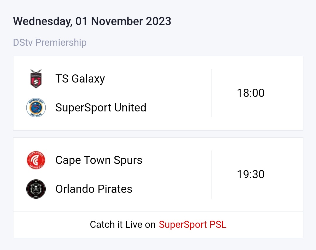 TopCornerZA's tweet photo. Midweek Action today, with the following two fixtures.

Deadline is at 17:00. #TopCorner #FantasyLeague Let's Ball ⚽⚽⚽⚽⚽⚽ https://t.co/AB5PZ0dw8j