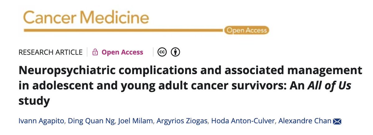 alexchan928's tweet photo. #Neuropsy health burden is MASSIVE among 15-39 yo cancer survivors in the US!  They are more likely to seek treatment  for #neuropathy, #memory loss, and #epilepsy even at 10  years post diagnosis. Check out our pub: https://t.co/eqGq0NwgB0
@dquin_ng @IvannAgapito @UCI_SPPS https://t.co/RJkphdeUWe