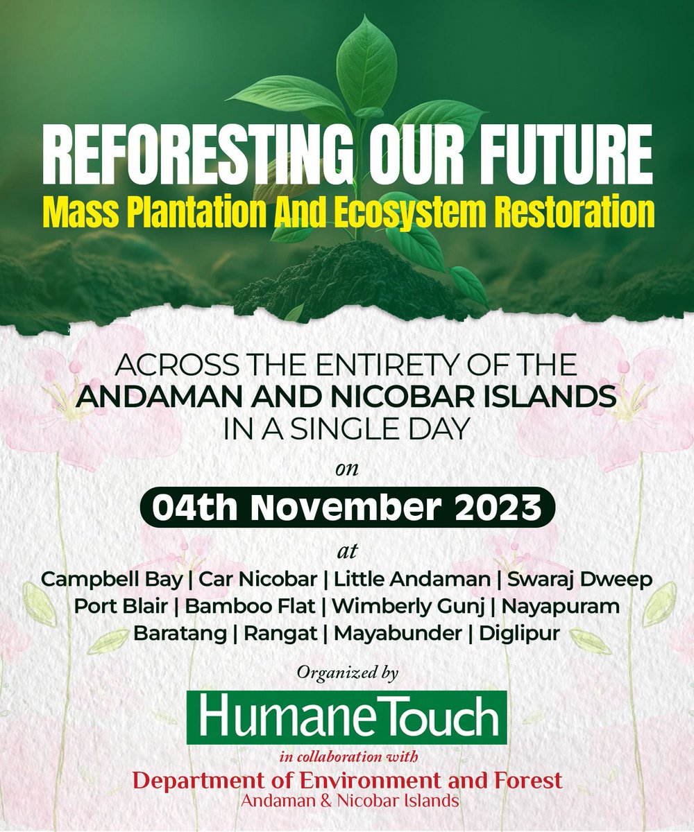 humanetouch_pbl's tweet photo. #HumaneTouch and Department of Environment and Forest Collaborate for Massive Tree Plantation Drive in Andaman and Nicobar Islands on 4th Nov 2023
#ReforestingOurFuture
#Massplantation 
#AndamanAndNicobarIslands https://t.co/tV0AcKVgY0