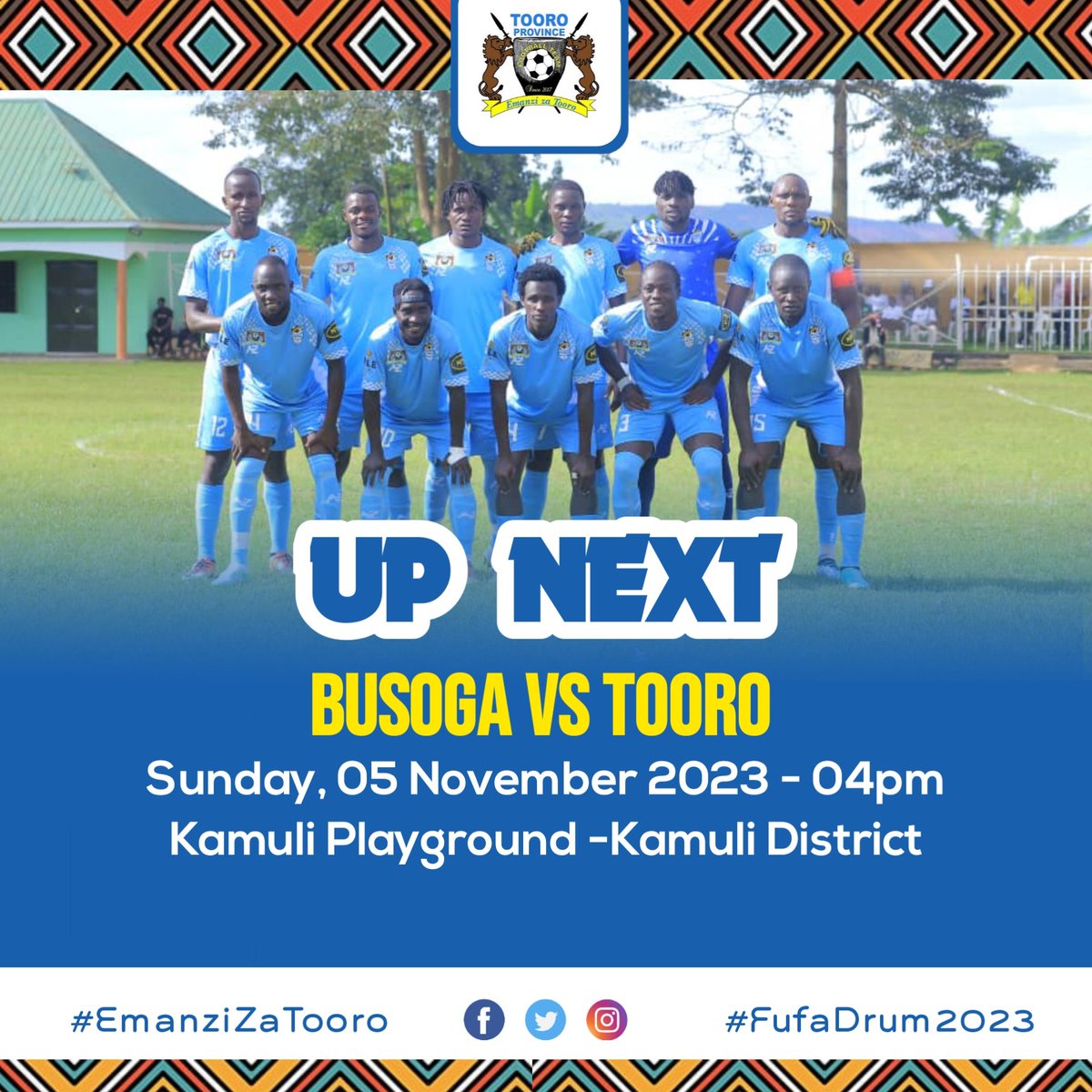 TooroProvince's tweet photo. New Month. Fresh focus.

Our attention turns to Sunday

Busoga Province vs Tooro Province

#BusogaMustFall #tooroprovince2023
#EmanziZaTooro #BETPAWA #NileSpecial #MTN #FufaDrum https://t.co/PRnAoBu5Zt