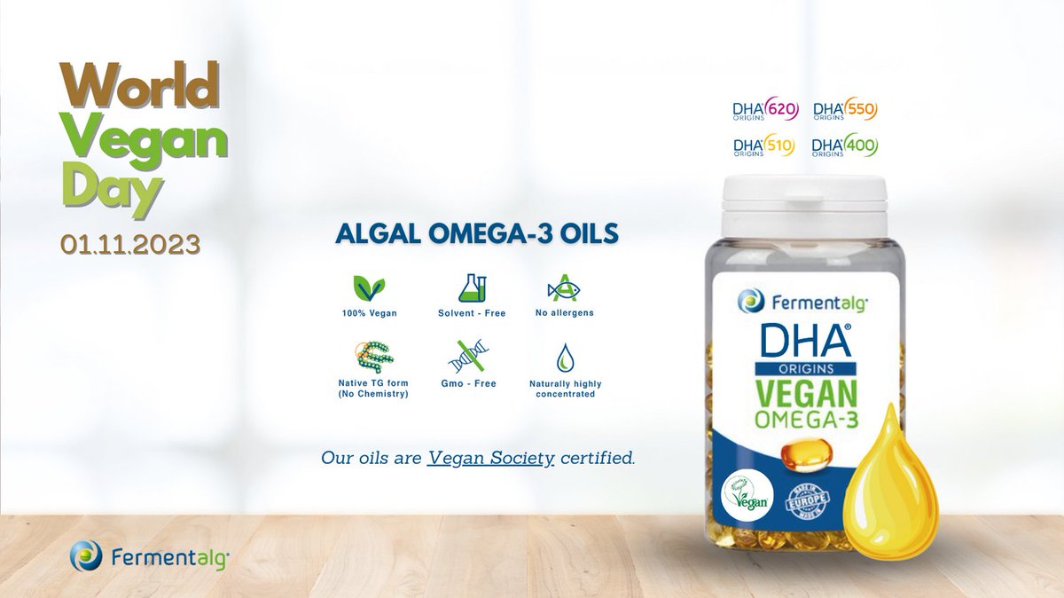 🗓 November 1st : World Vegan Day 💡 DID YOU KNOW? According to the Ademe simulator, 1 meal with beef causes as many CO2 emissions as 14 vegetarian meals. 🌱 At @Fermentalg, we produce the purest natural vegan omega-3 oil. #FERMENTALG #WorldVeganDay #DHAORIGINS #Tracability