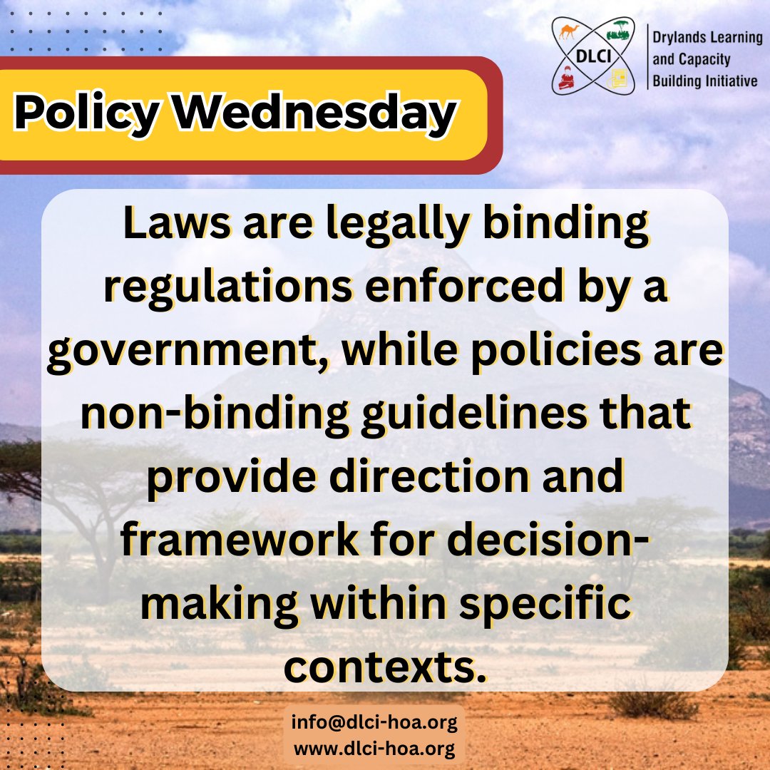 DLCI_Kenya's tweet image. On #PolicyWednesday, dive into the world of #LegalKnowledge! Discover the crucial difference between laws and policies. 📚 Laws are legally binding, while policies guide decision-making. Stay informed! #LegalLingo #LawsVsPolicies