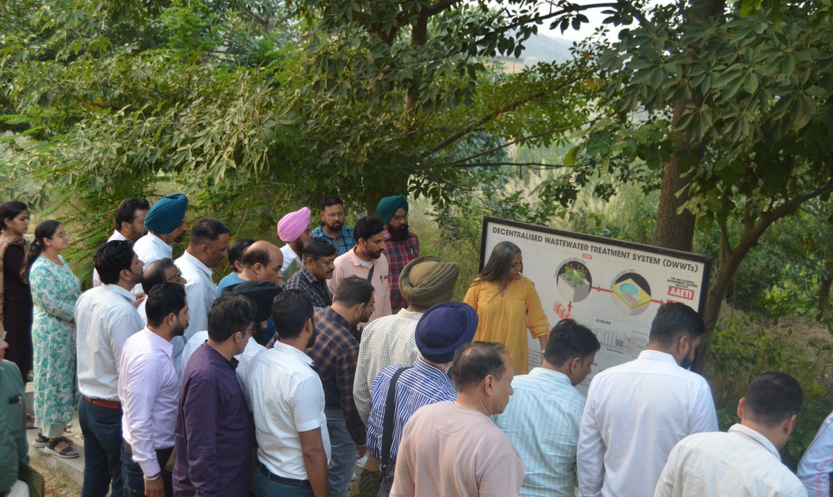 PSCST_GoP's tweet photo. Participants of training conducted by @PSCST_GoP under #EEP for #GreenSchoolsProgramme having hands-on-exposure of the environment sustainable practices like waste water treatment, water recharging, composting & energy saving structures at AAETI Nimli. @meet_hayer @trahul1976 https://t.co/mLuyOe3C2Y