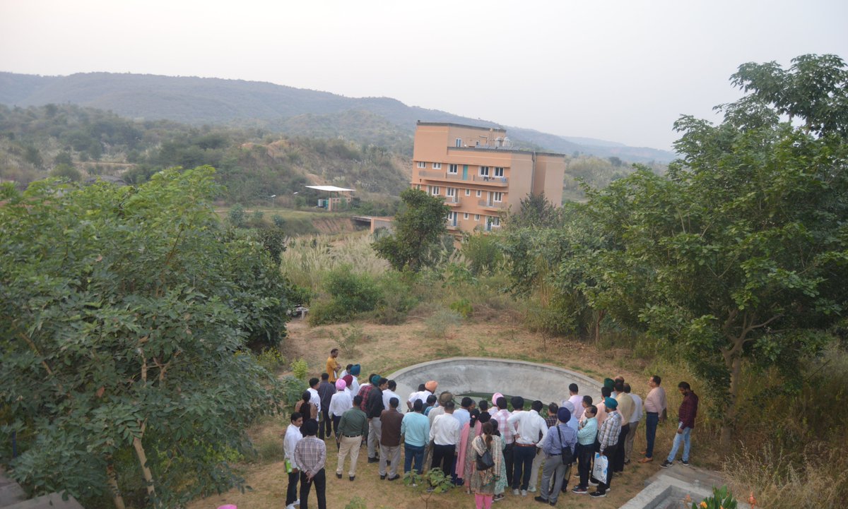 PSCST_GoP's tweet photo. Participants of training conducted by @PSCST_GoP under #EEP for #GreenSchoolsProgramme having hands-on-exposure of the environment sustainable practices like waste water treatment, water recharging, composting & energy saving structures at AAETI Nimli. @meet_hayer @trahul1976 https://t.co/mLuyOe3C2Y