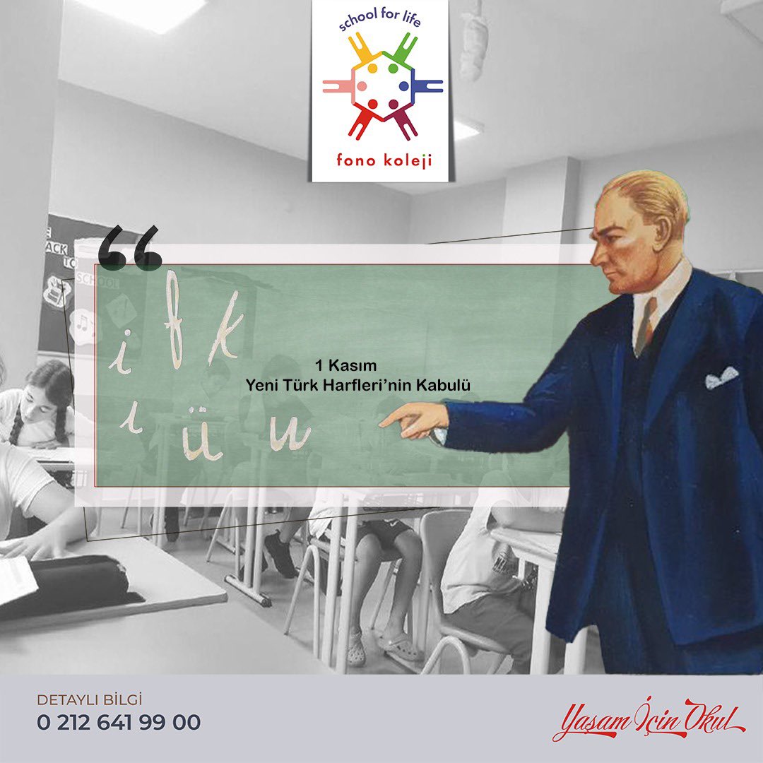 1 Kasım 1928 Yeni Türk Harfleri’nin Kabulü
#fonoailesi
#fonokoleji
#1kasımharfdevrimi